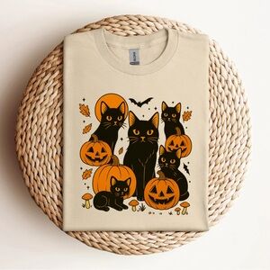 Spooky Black Cat Halloween T-Shirt